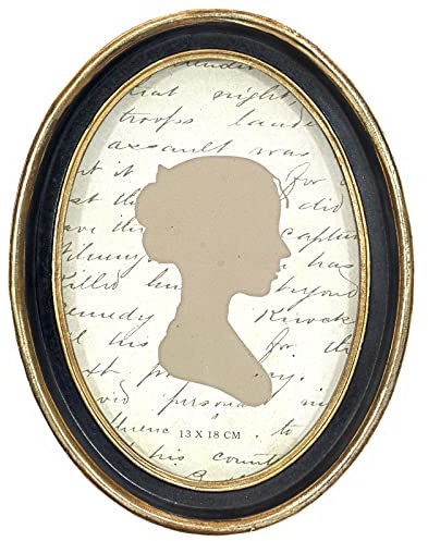 AELS Marco de fotos vintage de 5 x 7 pulgadas, elegantes marcos de fotos antiguos con frente de vidrio, pantalla de fotos, colgar en la pared de mesa, ideas de regalo, ovalada negra con borde dorado