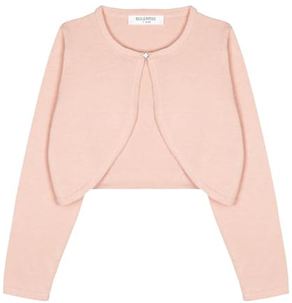 Bolerose Ragazze Manica Lunga Bolero Bambini Caridgan (Rosa Pastello, 13-14 Anni)
