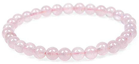 MJDCB Bracciale Pietre Quarzo Rosa Naturali, 6mm Perle Braccialetti Portafortuna