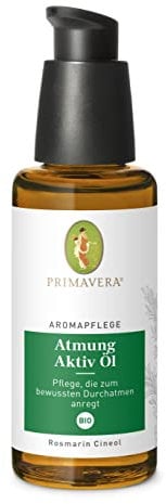 PRIMAVERA Aromapflege Atmung Aktiv Öl bio 50 ml - Aromaöl, Massageöl, Aromatherapie, ätherische Öle - Für vertiefte Atmung, wohltuend in der Erkältungszeit - vegan
