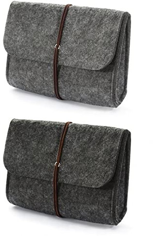 Oblique Unique® 2x Filz Täschchen Tasche Etui zur Aufbewahrung für Smartphone Festplatte Computer Maus Zubehör & Accessoires Grau