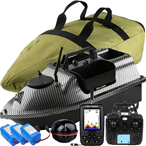 500M 3 Hopper GPS futterboot mit echolot und GPS, LCD Sensor Fischfinder, Mit Handtasche, 12000mAh Batterie mit großer Kapazität,Verschenke Antennen, Propeller und andere kleine Geschenke
