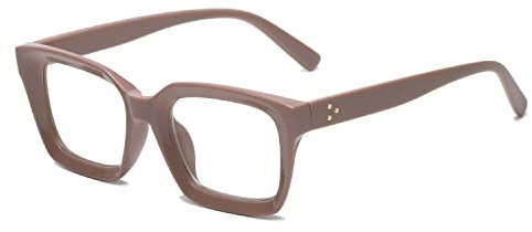 YUELUQU Rechteckige große Rahmen Brille Damen Fake brille Brillenfassungen UV400 Schutz Brille Ohne Stärke (Kaffee)
