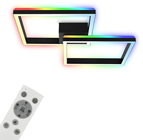 BRILONER Leuchten - Deckenlampe RGB, Backlight Deckenleuchte LED, Dimmbar, Farbtemperatur einstellbar, LED Frame RGB, Fernbedienung, Schwarz