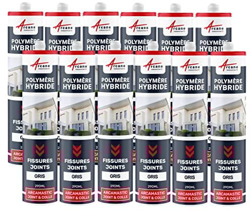 Mastic d'étanchéité, joint extérieur, fissure, béton - 290 ml x 12 Gris Clair - ARCANE INDUSTRIES