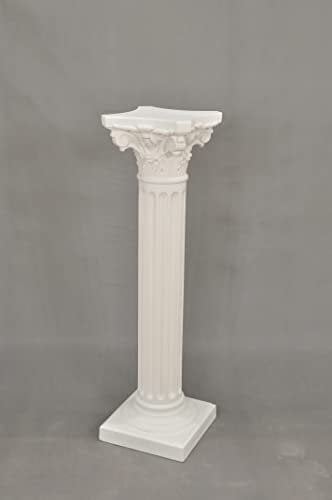 Cinar Dekorative Griechische Säule, Blumenständer im Korinthischer Stil, 100 cm Höhe, 30 cm Breite, Weiß