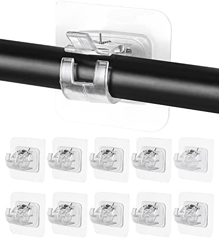 10 Stück Gardinenstangenhalter,Selbstklebende Gardinen Stangen Halterung,Gardinenstange Ohne Bohren Vorhang Stange Halterung,Transparente Gardinenstangenhalterung
