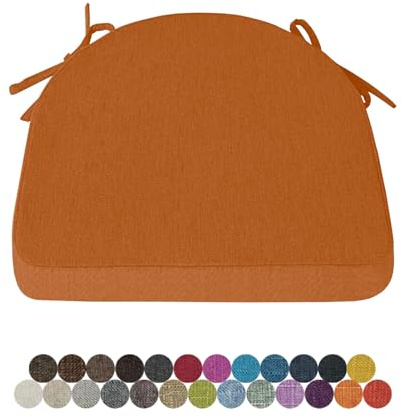 Lsjoaw 1 Stück Stuhlkissen Sitzkissen Stuhl 43X42X40X5 Sitzpolster mit Bindeband Rutschfestes Zierkissen Gartenkissen Halbrund Auflage für Stühle Indoor/Outdoor Sitzauflage,Orange