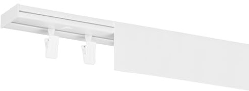 RENA Vorhangschiene 1-Läufig Gardinenschiene aus Kunststoff Vorhang-Deckenschiene mit Abdeckung und Klammern Gardinenleiste Gardinenstange Gardinen Vorhänge für Deckenmontage Weiß 200cm