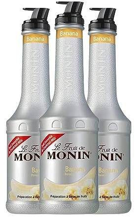 Schnapp MoninCocktail Purée banane sans alcool Bouteille missile 1 L (Boîte de 3 bouteilles de missile de 1 L)