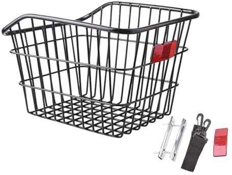 Qianly Bicycle Bike Metal Wire Rear Basket without Lid Strengthened Frame Universal Accessory for Riding Luggage Outdoor