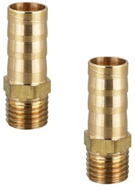 2 Stück BSP Schlauchanschluss Messing Stecker Fitting G 1/4x12mm, Schlauch Barb Schwanz männlich BSP Außengewinde Adapter