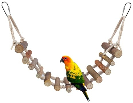 Échelle Suspendue En Bois Pour Oiseaux, Perroquets, Corde, échelle En Bois, Balançoire, Pont D'escalade Suspendu, Jouets à Mâcher Pour Tourtereaux, Perruches, Perroquets, Calopsitte Gris Africain