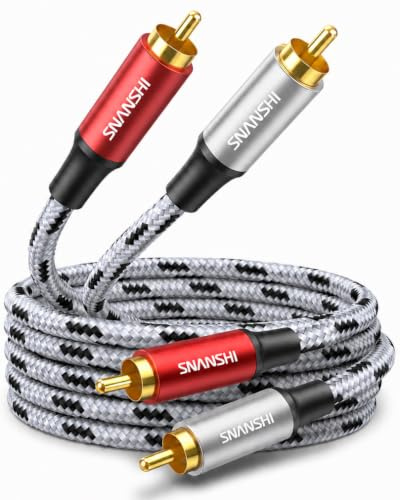SNANSHI RCA Cables - Cable de audio estéreo macho a macho, trenzado de nailon, doble blindaje para cine en casa, amplificador, sistema de alta fidelidad, altavoz