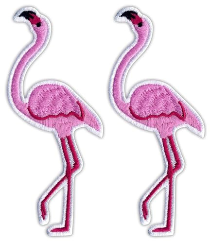 Set mit zwei – Pink Flamingo – Aufnäher – bestickter Aufnäher / Abzeichen / Emblem