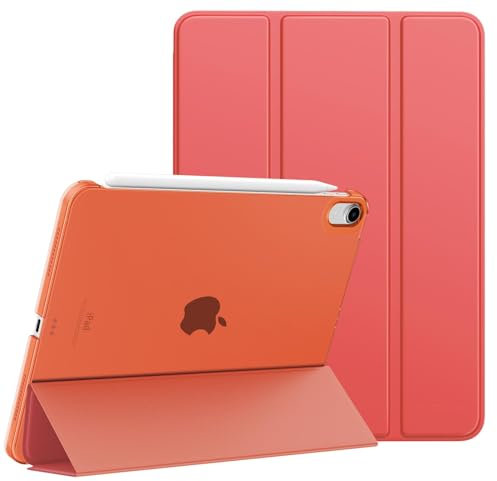 MoKo für iPad Air 11 Zoll Hülle (M3 2025 / M2 2024), iPad Air 5/4 Generation Hülle 2022/2020 10,9, Smart Schlanke Transluzente Harte PC Rückseite Schutzhülle,Unterstützt Touch ID, Orangerot