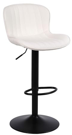 Nusetx Barhocker, 1 × Barstuhl Höhenverstellbar, Küchenstühle mit Rückenlehne und Fußstütze, 360°Drehbar, Tresenhocker aus Kunstleder für Küche, Wohnzimmer und Esszimmer, Beige