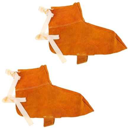 Milageto Cubiertas para zapatos de soldadura, Protector de zapatos para soldador, cuero PU, resistente al calor y a la abrasión, cubierta protectora para botas