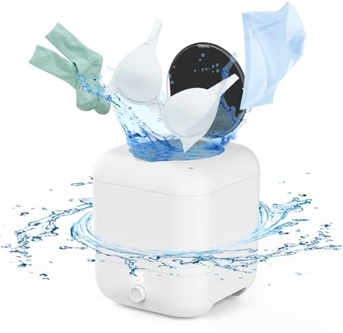Portable Washing Machine, Rechargeable Cordless Mini Washing Machine with 2000mAh, Charge 1 Time and Up to Use 10 Times, 5L Portable Washer Machine for Baby Clothing, Underwear, Camping, RV Travel