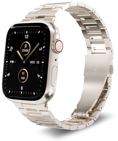 FiNESTONE Cinturino in metallo per Apple Watch, in acciaio inox, compatibile con Apple Watch da 42mm, 41 mm, 40 mm, design sottile scavato per iWatch serie 9/8/7/6/5/4/3/2/1, SE, unisex