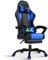 TRIUMPHKEY Silla Gaming Profesional con Masajeador, PU Silla de Juegos con Reposacabezas y Reposapiés,Silla de Oficina Ergonómica con Lumbar de Masaje, Reclinable 90-150°y Capacidad 150KG Azul-Negro