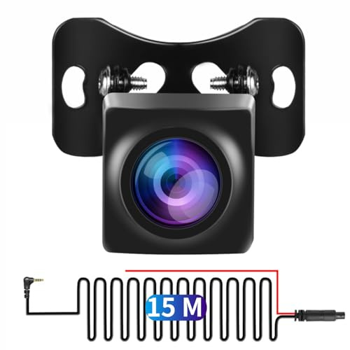 Podofo AHD Rückfahrkamera IP68 wasserdichte Autokamera 170° Weitwinkel mit 15m Verlängerungskabel + 2.5mm AVIN Stecker/4PIN Stecker, PAL Video