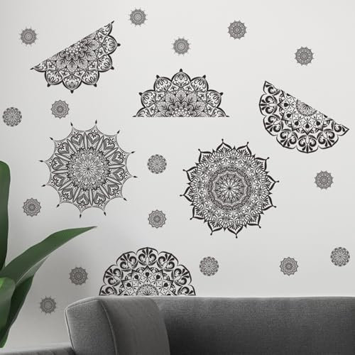 astylishome Wandtattoo Schlafzimmer Wandaufkleber Mandala Wohnzimmer Kinderzimmer Wandsticker Peel and Stick Wallpaper Wandbild Boho Style Flur Wanddeko 1010