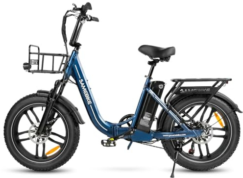 SAMEBIKE E-Bike Klapprad Elektrofahrrad mit 20*4.0 Fat Tire, 36V13Ah Lithium-Akku für Lange Reichweite bis 80-120KM, 7-Gang-All-Terrain Ebike Herren für MTB, Strand & Schnee