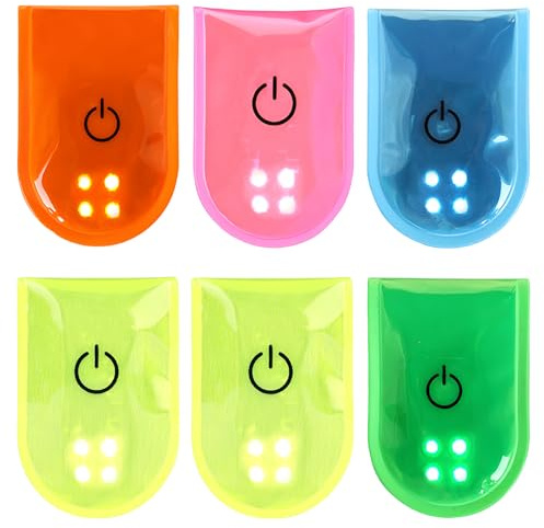 WIYETY LED Clip 6 Stück, LED Magnet Clip Lichter, Aufladbarer USB Hohe Sichtbarkeit, LED Magnet Clip für Wandern Laufen Joggen Sportbeutel Rucksack (5 Farben)