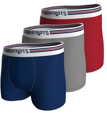 NFL Herren Patriots 3pk Boxers, Navy-Grey-red, L EU