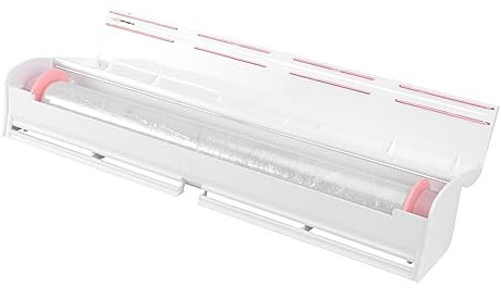 NUOBESTY coupe-papier de cuisine distributeur film alimentaire distributeur de film alimentaire dérouleur film alimentaire coupe film alimentaire porte-papier d'aluminium de cuisine blanche