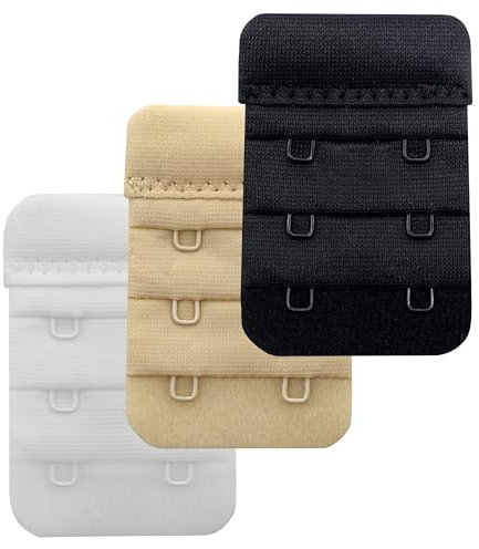 Tamlien Bra Extender 2 Hooks Soft and Comfortable Bra Strap Extension (Bra Extenders 2 Hook, Black/White/Beige)