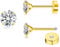 ZDE Titan Damen flache Ohrringe für Frauen Zirkonia Ohrstecker flache zurück Ohrringe hypoallergen Knorpel Flatback Ohrring Tragus Helix Tragus Conch Piercing (Gold, 3mm)