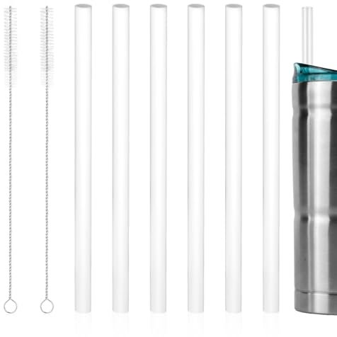 6pcs Replacement Straws for Bubba 24oz Tumblers, Reusable Plastic Straws with 2 Stainless Steel Cleaning Brush Transparent Water Bottle Straws Compatible with Bubba Cup