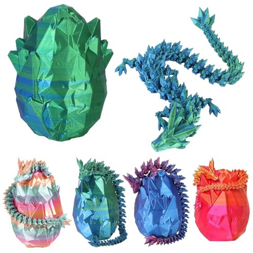 XehCaol Œuf de dragon avec dragon imprimé 3D - Rose mobile - Jouet de Pâques - Cadeaux de Pâques - Surprise - Œufs de dragon de Pâques - Bureau - Décoration de la maison (style C bleu)