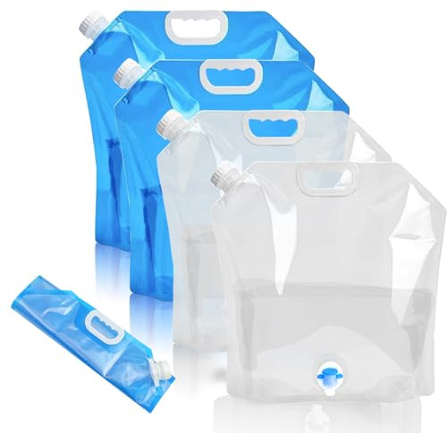 shallyong Bidon à Eau Pliable avec Robinet, 4 Pièce 10L Réservoirs d'eau Camping, Sac de Stockage d'eau Extérieur, Poche d'eau Portable, pour Randonnée, Camping, Pique-Nique, sans BPA