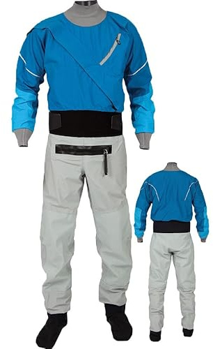 Trockenanzug Für Herren, Kajak, Leicht, 3-Lagig, Wasserdicht, Zum Paddeln, Angeln, Bootfahren, Kanufahren, Rafting, Tourengehen, Segeln,Blue-XL