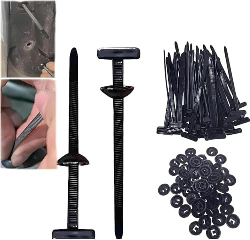 100 Hebillas Universales de Nailon para Bridas de Cables, Soporte de Nailon Autoblocante Resistente, Clips de Retención para Parachoques, Remaches de Plástico para Reparaciones de Automóviles