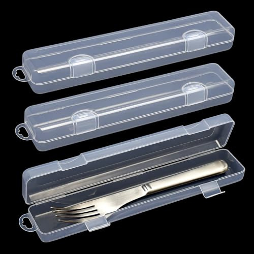 TMZELOA Contenitore per Posate da Viaggio, 3 Pezzi Scatola Portatile per Posate, Custodia Portatile per Posate, Astuccio da Viaggio per Riporre le Stoviglie per Posate per Esterni Viaggi Campeggio