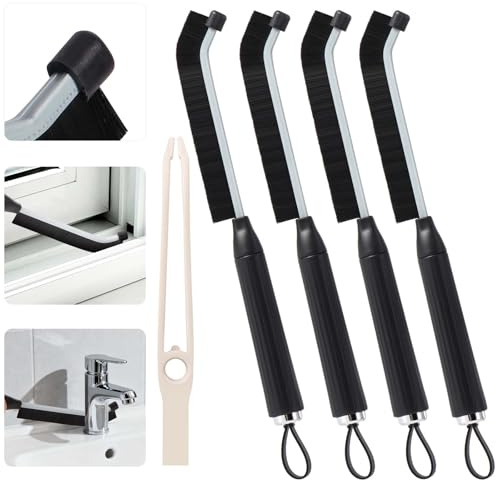 Blendura Fugenbürste 4 Stück, 3 mm Hartborsten für Schmale Fugen | Lückenreinigungsbürste mit Ergonomischem Griff für Bad, Küche, Fliesenfugen, Fenster- und Türschienen