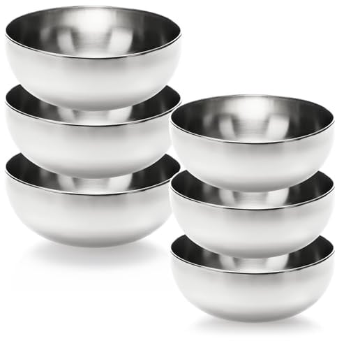 com-four® Juego de 6 Cuencos de Acero Inoxidable Ø 20/24 cm | Cuencos para mezclar, servir, fruta, ensaladas o decoración, aptos para lavavajillas