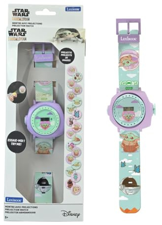 Lexibook, Star Wars Grogu, Projektionsuhr, DMW050SWLXB | Digital, 20 Projektionen, verstellbares Armband, drehbarer Objektivring, Uhrzeit/Datum, Batterie inklusive, grün/lila