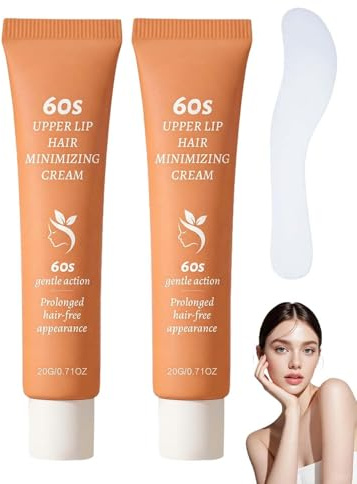 2PCS Facial Hair Remover Cream for Women, Gentle & Effective Hair Removal Cream Face with Scraper, Smooth, Painless for Sensitive Skin