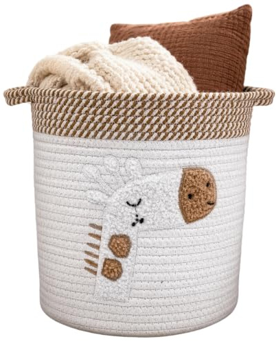 Kinderzimmer Aufbewahrung Körbe mit Griffen, Aufbewahrungskorb Kinder aus Baumwolle, Tolles Geschenk für werdende Eltern, für Regale Badezimmer Bad Wickeltisch Organizer