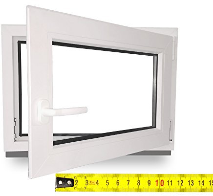 Kellerfenster - Kunststoff - Fenster - weiß - BxH: 50X85 cm - DIN Links - 2-Fach Verglasung - Wunschmaße ohne Aufpreis - Lagerware