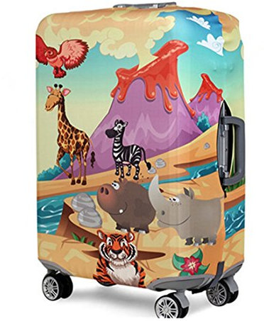 YianBestja Elastique Housse De Valise Luggage Cover, Protection De Valise Housse Bagage Voyager Protecteur Couverture pour 18-32 Pouce Valise (Animal World, S (18-21 inch Luggage Case))