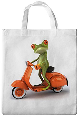 Merchandise for Fans Einkaufstasche- 38x42cm, 8 Liter - Motiv: 3D Comic Frosch auf Einer Vespa - 15