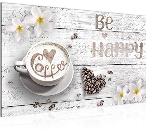 Runa Art Wall Art Kitchen Coffee Modern Pictures for Wall - 100% Made In Germany - 020614c Be happy Living Room 020614c