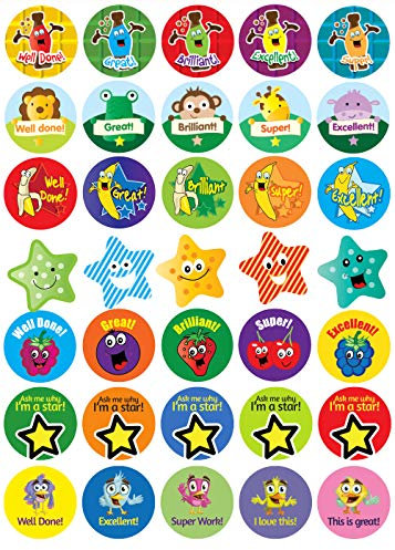 SuperStickers Scratch 'n' Sniff Smelly Reward Aufkleber, 350 Stück, mit mehreren Nachrichten, Bildern und Gerüchen.