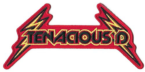 Tenacious D Aufnäher (11,4 cm) rot bestickt zum Aufbügeln, Rockband Logo Jack Black Lightning Bolt Emblem Applikation